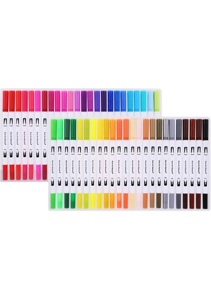48 Renk Stili Renkler Çift Uçlu Fırça Kalemleri Fineliner Uç ve Boyama Için 2mm Fırça Ucu Çizim Boyama Işaretleme Kalemleri Fırça Işaretleyiciler (Yurt Dışından)