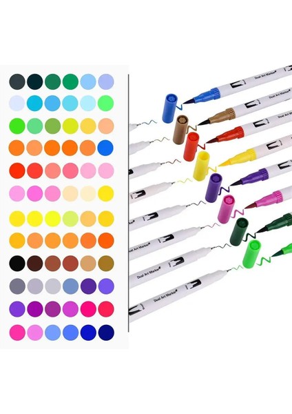 48 Renk Stili Renkler Çift Uçlu Fırça Kalemleri Fineliner Uç ve Boyama Için 2mm Fırça Ucu Çizim Boyama Işaretleme Kalemleri Fırça Işaretleyiciler (Yurt Dışından) fırsatları