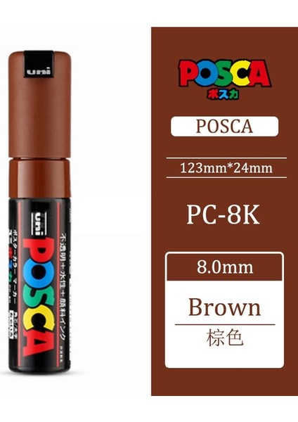 Kahverengi Tarzı Uni Posca Boya Marker Marker Kalem-Kalın Uç-8mm Pc-8k 15 Renk, Çizim, Boyama ve Grafiti Için Uygun (Yurt Dışından)