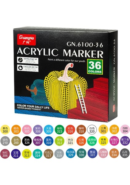 36 Renk Stili 36 Renk Akrilik Boya Marker Kalemler, Ekstra Ince ve Nokta Uçlu, Kaya Boyama, Kupa, Seramik, Cam, Ahşap, Kumaş, Tuval, Metal (Yurt Dışından)