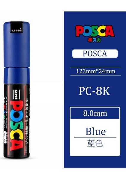 Mavi Stil Uni Posca Boya Marker Marker Kalem-Kalın Uç-8mm Pc-8k 15 Renk, Çizim, Boyama ve Grafiti Için Uygun (Yurt Dışından)