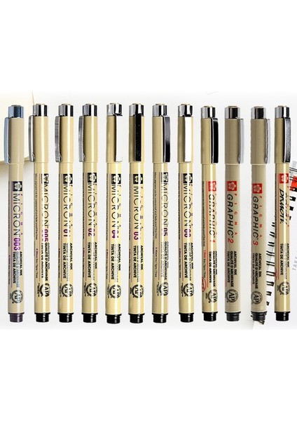 11 Adet Tarzı Mikron Kalem Astar Çizim Fineliner Kalem Seti Siyah Su Geçirmez Mürekkep Eskiz Işaretleyici Okul Sanat Malzemeleri Yazı Anime Kalem (Yurt Dışından) modelleri