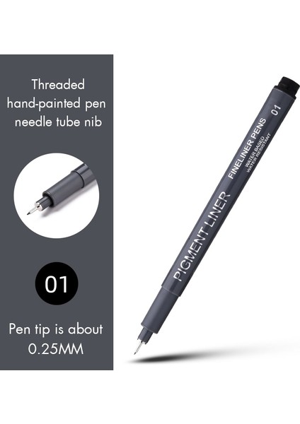 No.1 Tarzı 1 Adet Pigment Liner Pigma Kalem Mikron Marker Kalem Fırça Ucu Siyah Fineliner Eskiz Kalemi (Yurt Dışından)