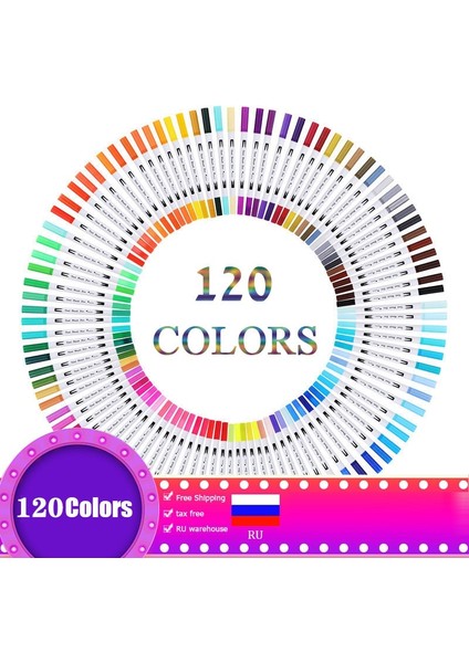 72 Renk Siyah Stil Fineliner Renkler Çift Ucu Fırça Sanat Işaretleyiciler Kalem Meslek Suluboya Kalemler Çizim Kaligrafi Sanat Malzemeleri Için (Yurt Dışından) fiyatları