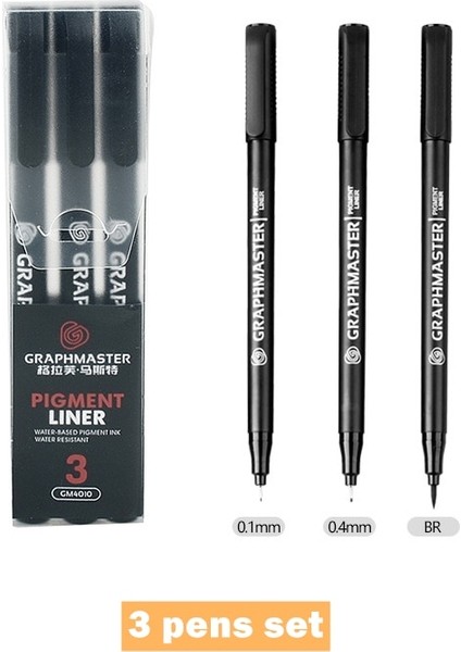 3 Kalem Set Stili Gment Kalem Kalem Graphmaster Su Direnci Ince Nokta Fırça Mürekkep Sanat Marker Çizim El Yazısı Kroki A6204 (Yurt Dışından)