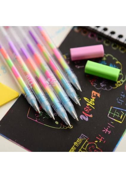Siyah Kağıt Kartı Albümü Için 6 Adet Gökkuşağı Işaretleyici Kalem Renk Değiştiren Jel Perapbooking Kırtasiye Okul Malzemeleri F555 (Yurt Dışından)