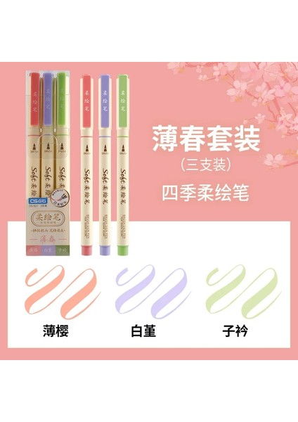 Bahar Tarzı 3 Adet Retro Renkli Kaligrafi Fırçası Kalem Seti Dıy Scrapbooking El Sanatları Yumuşak Ucu Çift Taraflı Ince Liner Sanat Yazı Çizim Işaretleyiciler (Yurt Dışından)