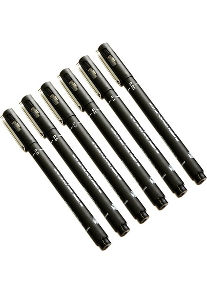 Farklı Nokta Stili 6pcslot Pin Cetvel Kalemi Fineliner Ultra Fine Line Art Marker Siyah Mürekkep Icron Cetvel Kalemi Ofis Okul Seti (Yurt Dışından)