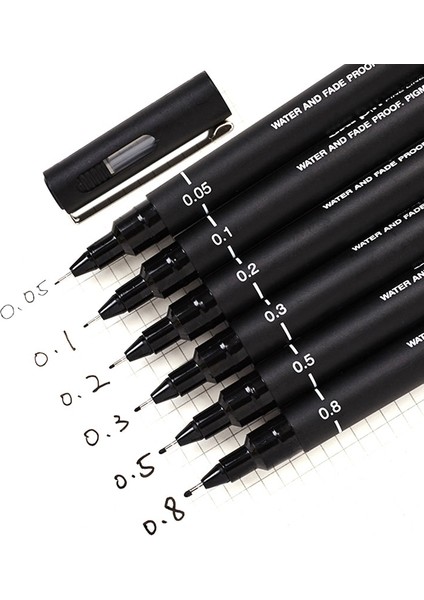 Farklı Nokta Stili 6pcslot Pin Cetvel Kalemi Fineliner Ultra Fine Line Art Marker Siyah Mürekkep Icron Cetvel Kalemi Ofis Okul Seti (Yurt Dışından)