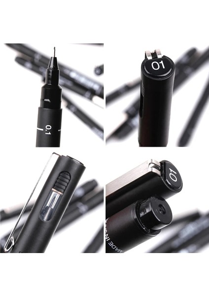 Farklı Nokta Stili 6pcslot Pin Cetvel Kalemi Fineliner Ultra Fine Line Art Marker Siyah Mürekkep Icron Cetvel Kalemi Ofis Okul Seti (Yurt Dışından)