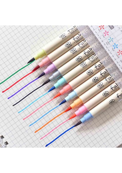 Beyaz Stil 10 Renk Fırça Kalem Seti Fabricolor Marker Kalem Yumuşak Uç Renkli Fırça Kalem Kaligrafi Finecolour Fırça Keçe Sanat Işaretleyiciler Kırtasiye (Yurt Dışından)