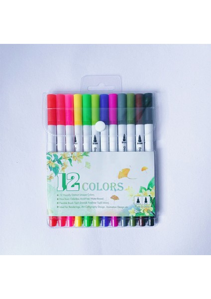 12 Adet Stil Suluboya Renkli Kalemler Ince Fırça Ucu Boyama Işaretleyiciler Yazı Için Fineliner Kalem Keçe Sanat Malzemeleri Çizim Yazma Manga (Yurt Dışından)
