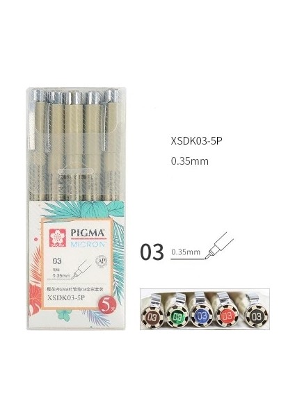 03-5p Tarzı Sakura Xsdk Pigma Renkli Mikron Kalem Sanat Seti Sanat Marker Finebrush Ucu Iğne Kalem Kroki Çizim Animasyon Tasarım (Yurt Dışından)