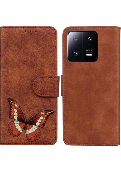 Xiaomi 13 Pro Cüzdan Için Kılıf Renk Baskılı Flip Folio Kapak Kelebek (Yurt Dışından)