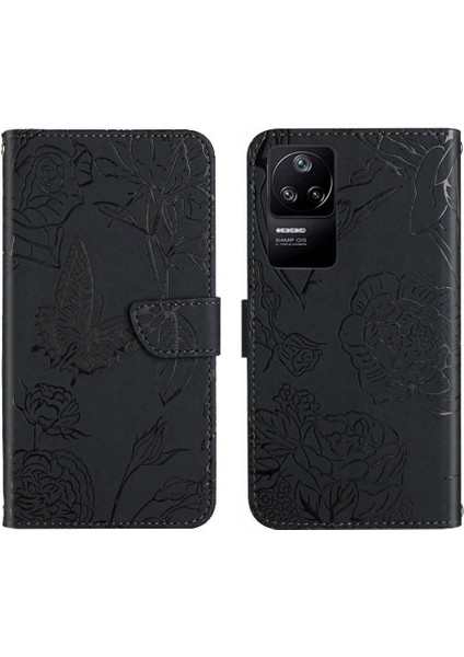 Xiaomi Poco F4 5g Pu Deri Bilek Kayışı Çiçekler ile Kapak Çevirin (Yurt Dışından)