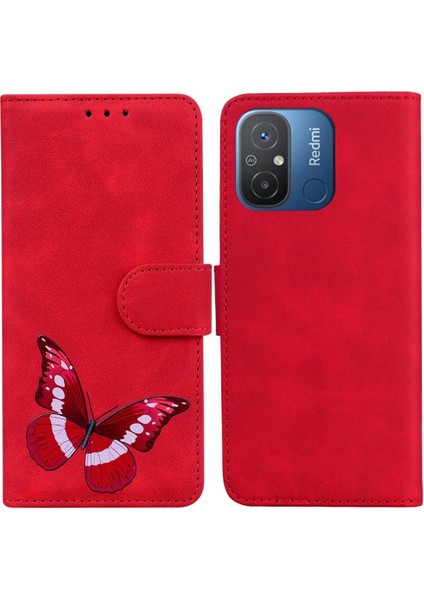 Xiaomi Poco C55 Flip Folio Kapak Cüzdan Kart Yuvaları Kelebek (Yurt Dışından)