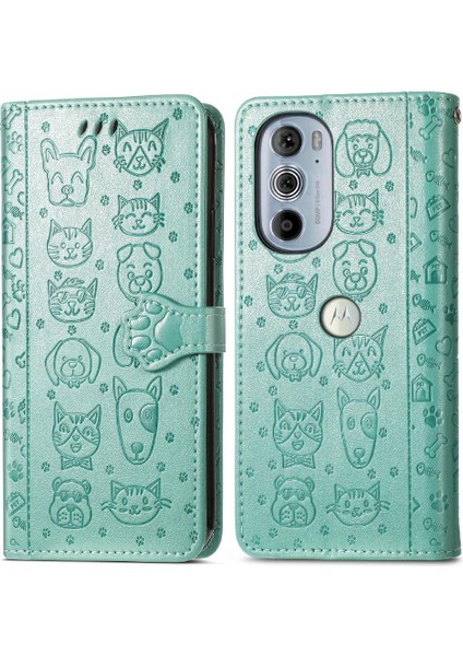 Moto Kenar 30 Pro Flip Kapak Için Kılıf Darbeye Karikatür Hayvanlar Kısa (Yurt Dışından)