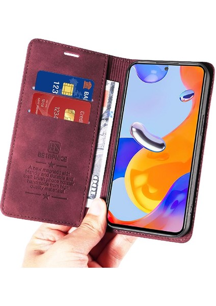 Xiaomi Redmi Için Not 11 4g Pu Deri Koruyucu Folio Cüzdan (Yurt Dışından)