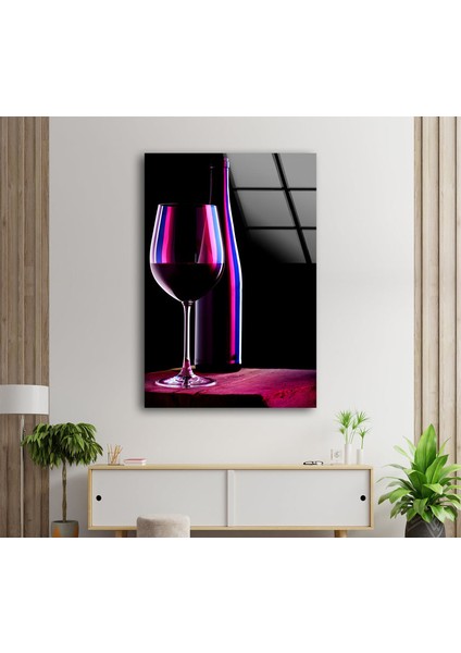 Kırmızı Şarap Temperli Cam Duvar Tablosu fiyatları