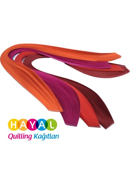 Turuncu, Fuşya, Kırmızı ve Koyu Kırmızı 400 Adetli Quilling Kağıdı