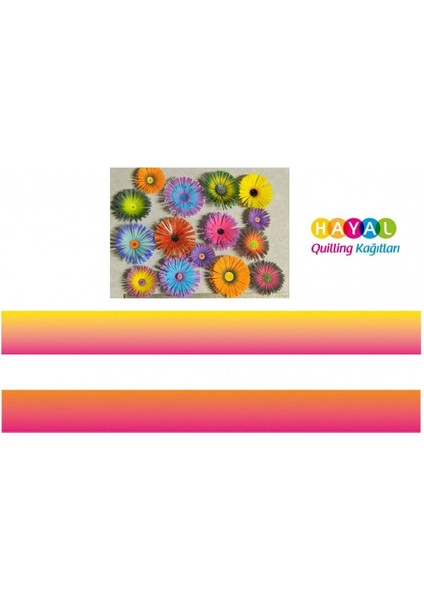 Pembe-Sarı / Turuncu-Sarı Renk Geçişli Quilling Kağıdı
