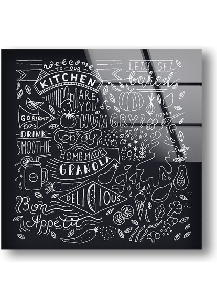 Mutfak Yazı Yazma Temperli Cam Duvar Tablosu
