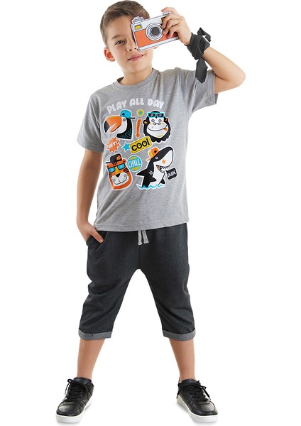 Cool Animals Erkek Çocuk T-Shirt Kapri Şort Takım