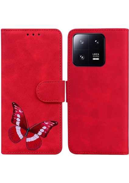 Xiaomi 13 Pro Cüzdan Için Kılıf Renk Baskılı Flip Folio Kapak Kelebek (Yurt Dışından)