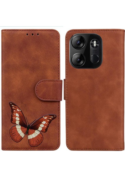 Tecno Pop 7 Pro Cüzdan Için Kılıf Renk Baskılı Kelebek Kart Yuvaları Flip (Yurt Dışından)