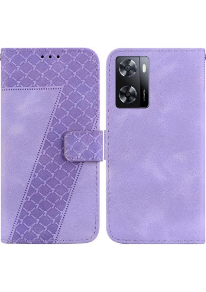 Oppo A57 5G/A77 5g Kart Yuvası Fonksiyonu Için Telefon Kılıfı Kabartmalı Desen Pu (Yurt Dışından)