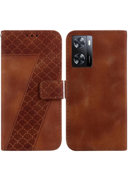 Oppo A57 5G/A77 5g Kart Yuvası Fonksiyonu Için Telefon Kılıfı Kabartmalı Desen Pu (Yurt Dışından)