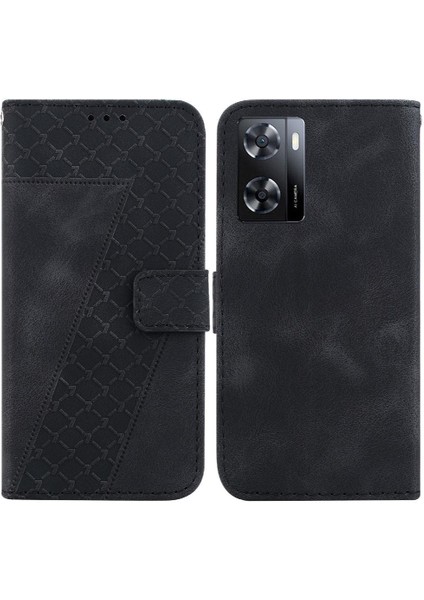 Oppo A57 5G/A77 5g Kart Yuvası Fonksiyonu Için Telefon Kılıfı Kabartmalı Desen Pu (Yurt Dışından)