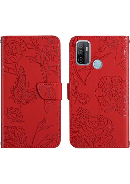 Oppo A53 4g Çiçekler ve Bilek Kayışı Darbeye Dayanıklı Kelebekler Için Kılıf (Yurt Dışından)