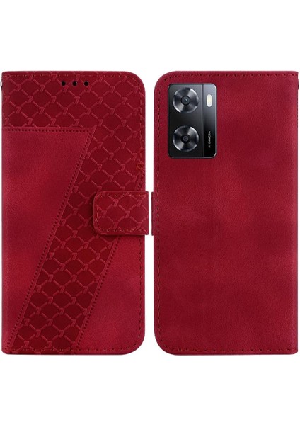 Oppo A57 5G/A77 5g Kart Yuvası Fonksiyonu Için Telefon Kılıfı Kabartmalı Desen Pu (Yurt Dışından)