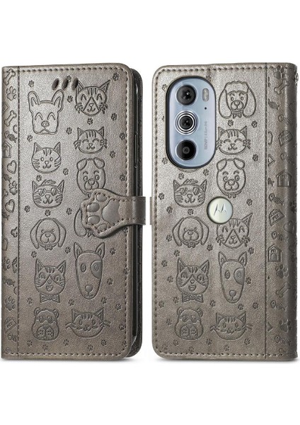 Moto Kenar 30 Pro Flip Kapak Için Kılıf Darbeye Karikatür Hayvanlar Kısa (Yurt Dışından)