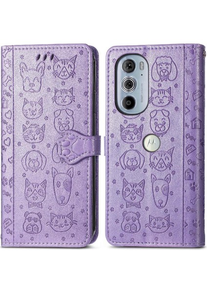 Moto Kenar 30 Pro Flip Kapak Için Kılıf Darbeye Karikatür Hayvanlar Kısa (Yurt Dışından)