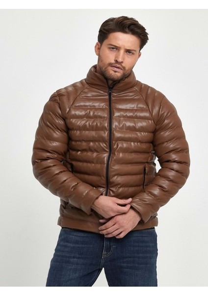 Zagmen Z01230 Erkek Slim Fit Şişme Deri Mont - Z01230 - Kahverengi - ST01230-KAHVERENGI-L fiyatları
