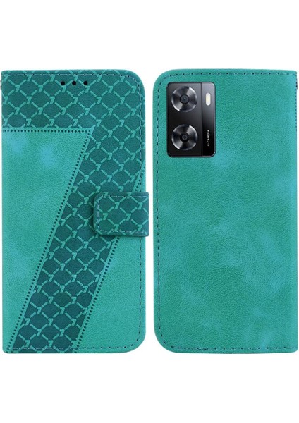 Oppo A57 5G/A77 5g Kart Yuvası Fonksiyonu Için Telefon Kılıfı Kabartmalı Desen Pu (Yurt Dışından)