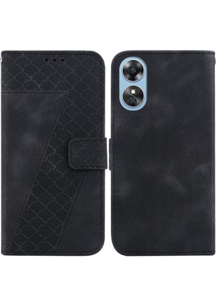 Oppo A17/A17K Kabartmalı Desen Cüzdan Pu Deri Kart Yuvası Için Telefon Kılıfı (Yurt Dışından)