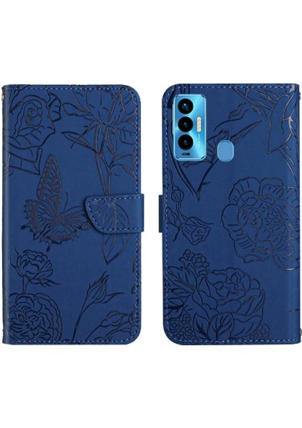 Tecno Camon 18I Darbeye Dayanıklı Deri Çanta Çiçekler ve Kelebekler Için Kılıf (Yurt Dışından)