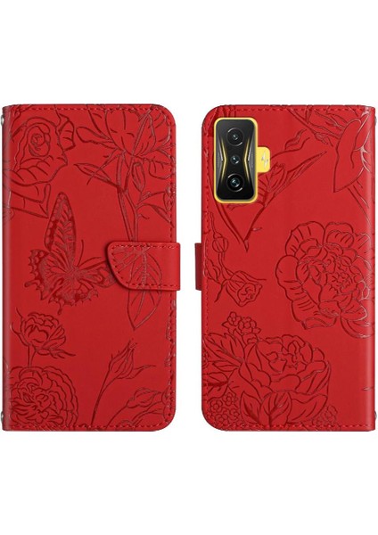 Xiaomi Poco F4 Gt Çiçekler ve Kelebekler Darbeye Deri Kılıf (Yurt Dışından)