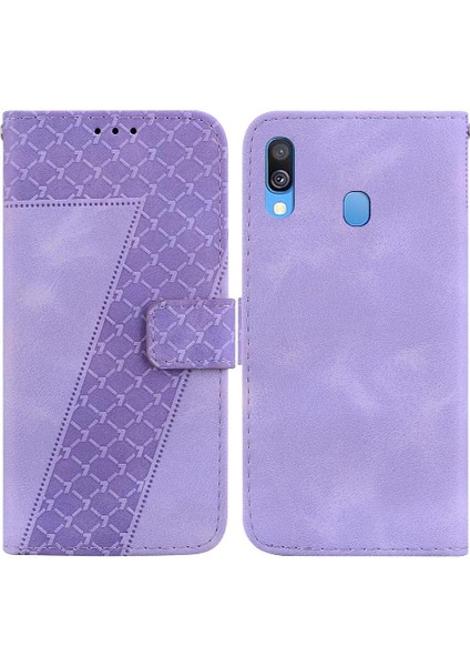 Samsung Galaxy A40 Cüzdan Kart Yuvası Fonksiyonu Için Telefon Kılıfı Kabartmalı Flip (Yurt Dışından)