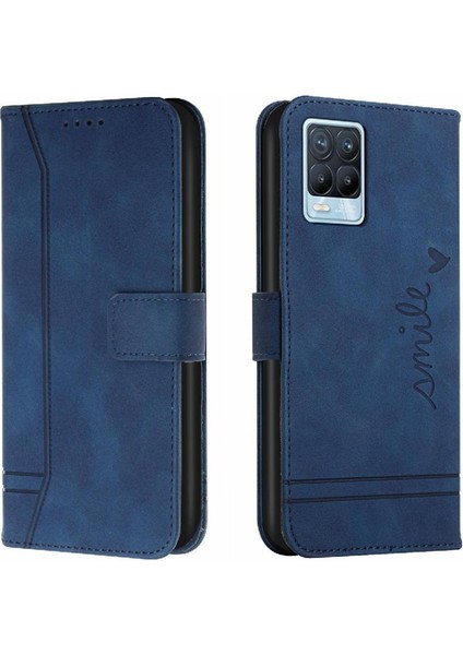 Realme 8 4g/8 Pro Için Telefon Kılıfı Manyetik Kapatma El Kayışı Kart Yuvaları (Yurt Dışından)