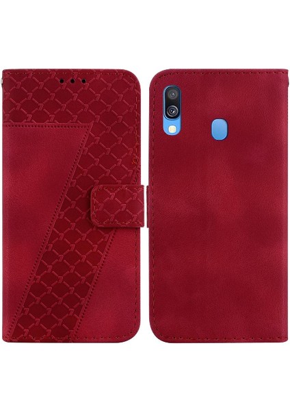 Samsung Galaxy A40 Cüzdan Kart Yuvası Fonksiyonu Için Telefon Kılıfı Kabartmalı Flip (Yurt Dışından)