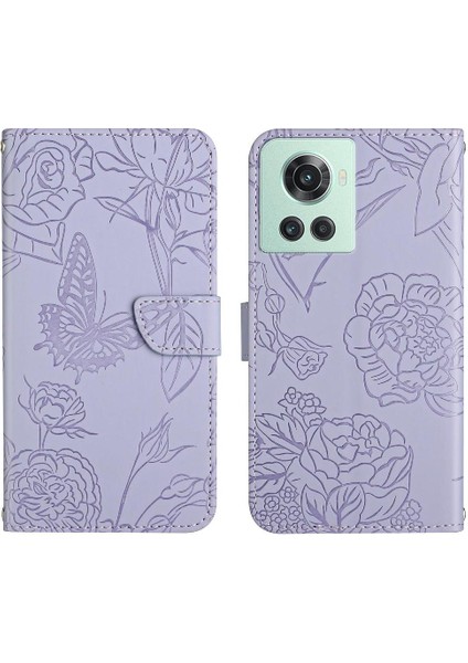 Bilek Kayışı Anti-Damla Koruma Çiçekler ve Pu ile Oneplus 10R Için Kılıf (Yurt Dışından)