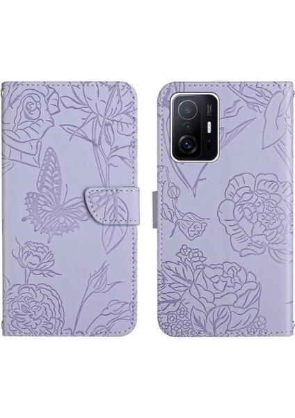 Xiaomi 11T/11T Pro Anti-Damla Koruma Çiçekler ve Kelebekler (Yurt Dışından)