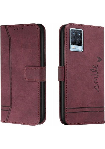 Realme 8 4g/8 Pro Için Telefon Kılıfı Manyetik Kapatma El Kayışı Kart Yuvaları (Yurt Dışından)