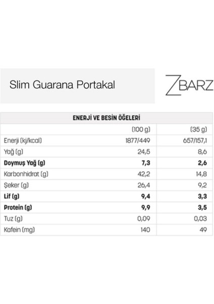 Slim Guarana Portakal Bar 35 G (12 Adet)