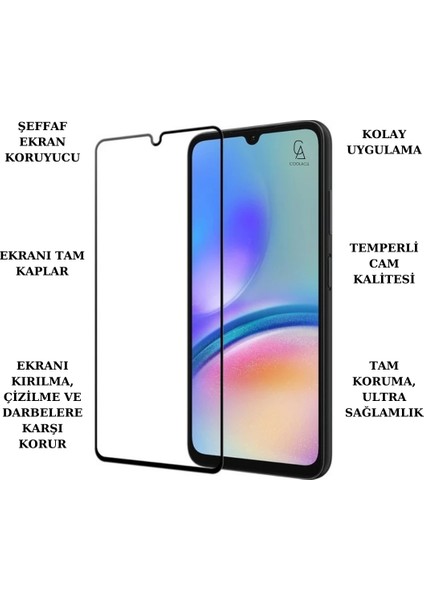 Samsung Galaxy A05 ile Uyumlu Telefon Kılıfı ve 5d Tam Kaplayan Cam Ekran Koruyucu