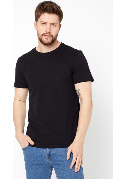 Erkek Çok Renkli T- Shirt Regular Fit Rahat Kesim Bisiklet Yaka 3'lü Basic Tişört Paketi